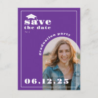 Partido Purple Photo Graduation Save the Date