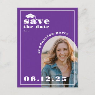 Postal Partido Purple Photo Graduation Save the Date
