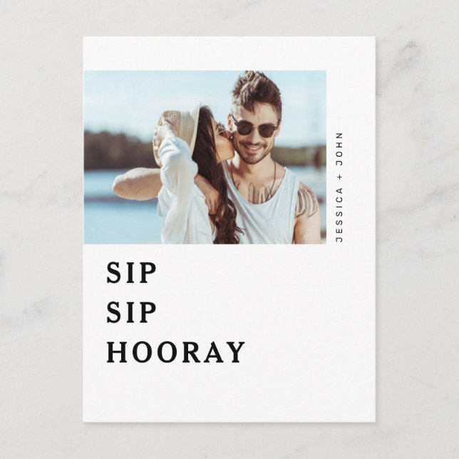 Postal Partido Sip Sip Hooray Engagement Party Invitar Po (Anverso)