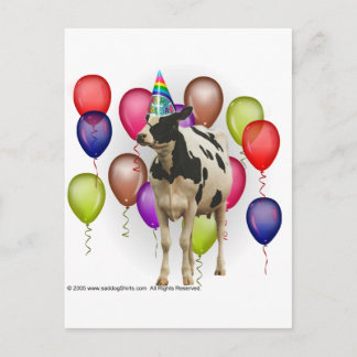 Postal Partido temático de la vaca de cumpleaños