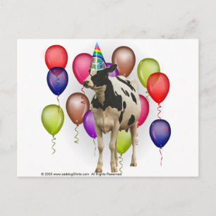 Postal Partido temático de la vaca de cumpleaños