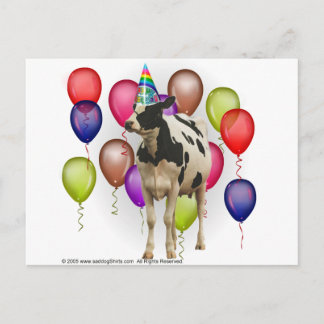 Postal Partido temático de la vaca de cumpleaños