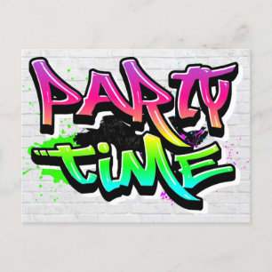 Postal Party Time   Graffiti moderno invitado