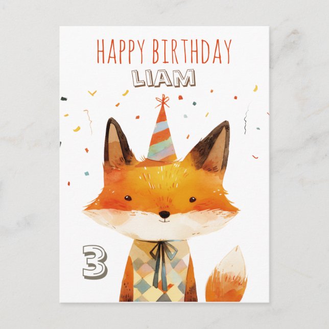 Postal Partyfuchs- Kindergeburtstag- personalisierbare (Anverso)