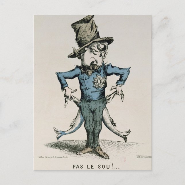 Postal ¡Pas le sou! Si j'allais chez Miss Howard' (Anverso)
