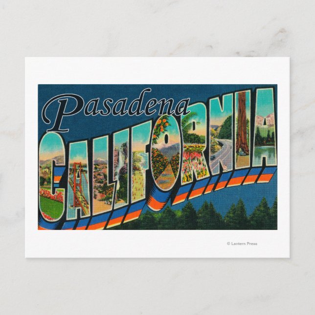 Postal Pasadena, California - Escenas de letras grandes (Anverso)