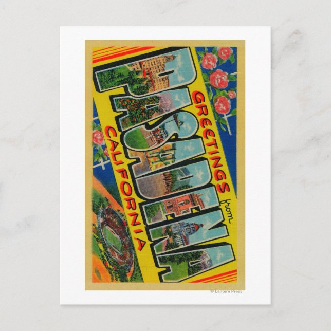 Postal Pasadena, California - Escenas de letras grandes (Anverso)