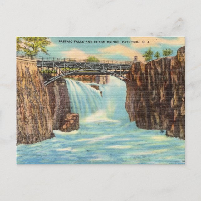 Postal Pasaic Falls Chasm Bridge, Paterson, Nueva Jersey (Anverso)