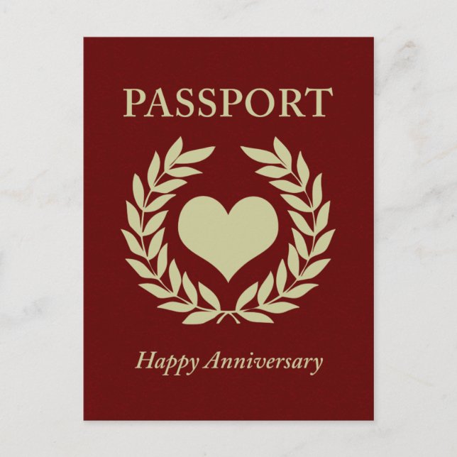 Postal pasaporte de aniversario feliz (Anverso)