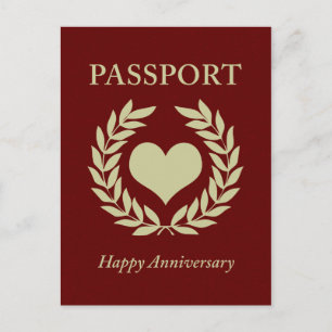 Postal pasaporte feliz aniversario