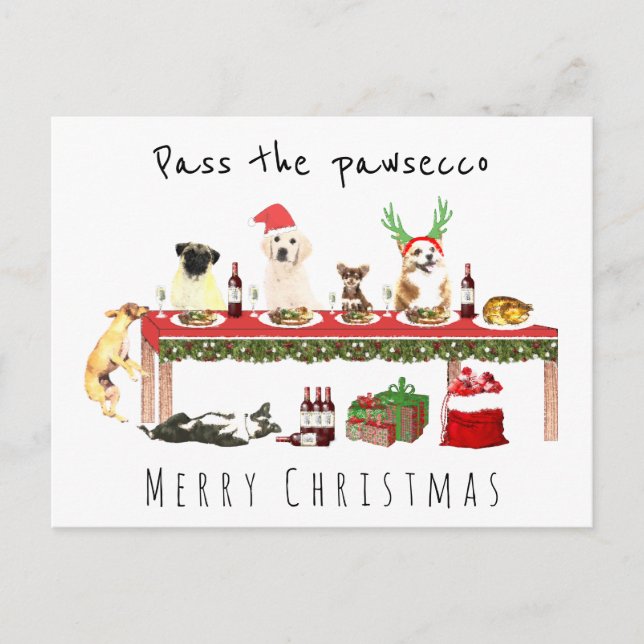 Postal Pasar la cena de los navidades de perros ebrios pa (Anverso)