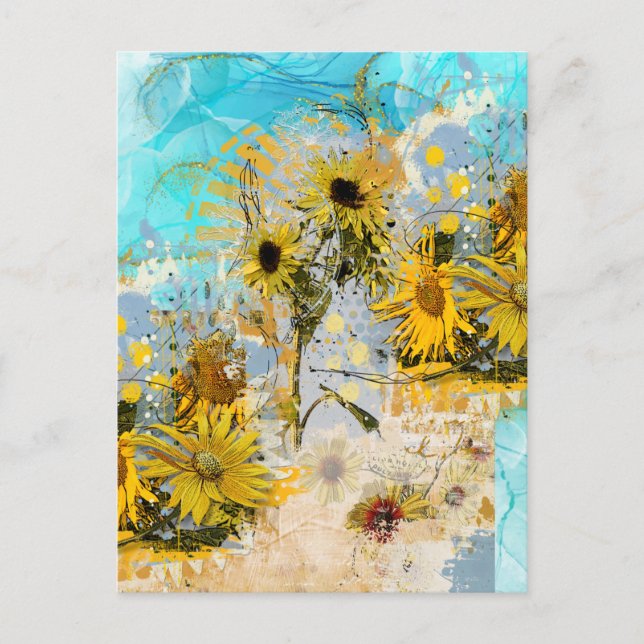 Postal Pascua de girasoles pintada (Anverso)