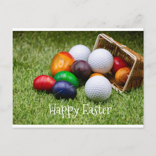 Postal Pascua de golf a golfista con huevos y boleta de g (Anverso)