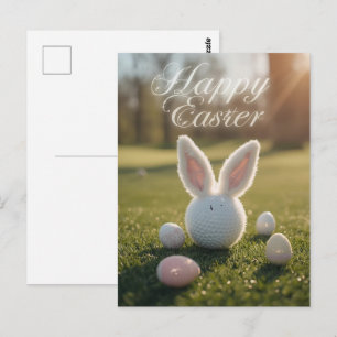 Postal Pascua de golf con pelota de golf en hierba verde