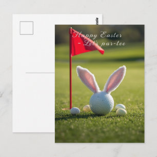Postal Pascua de golf con pelota de golf en hierba verde