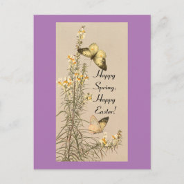Postal Pascua de mariposas vintage
