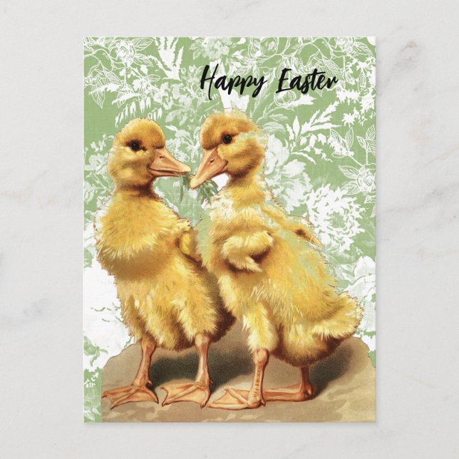 Postal Pascua de patitos vintage  (Anverso)