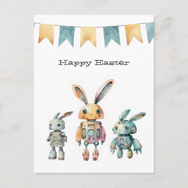 Postal Pascua de Robot Rabbits (Anverso)