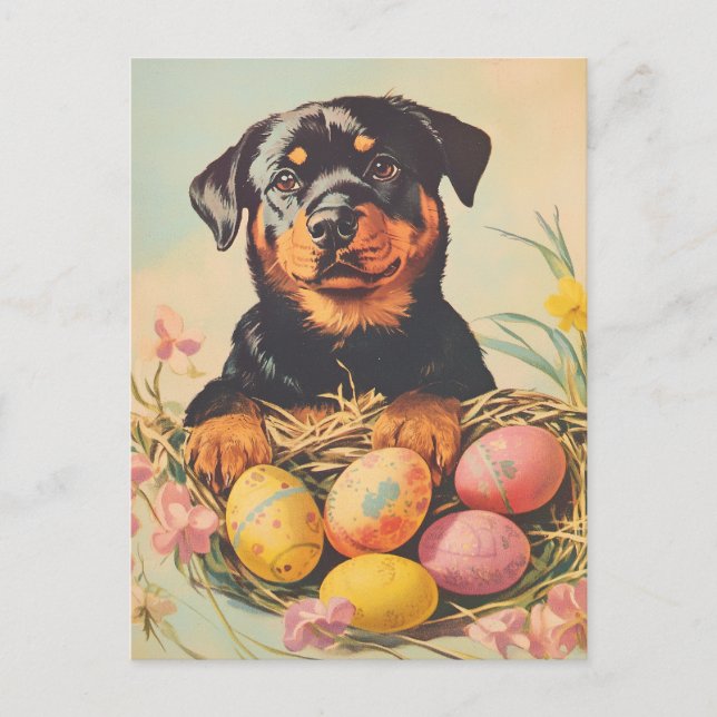 Postal Pascua de Rottweiler Vintage (Anverso)