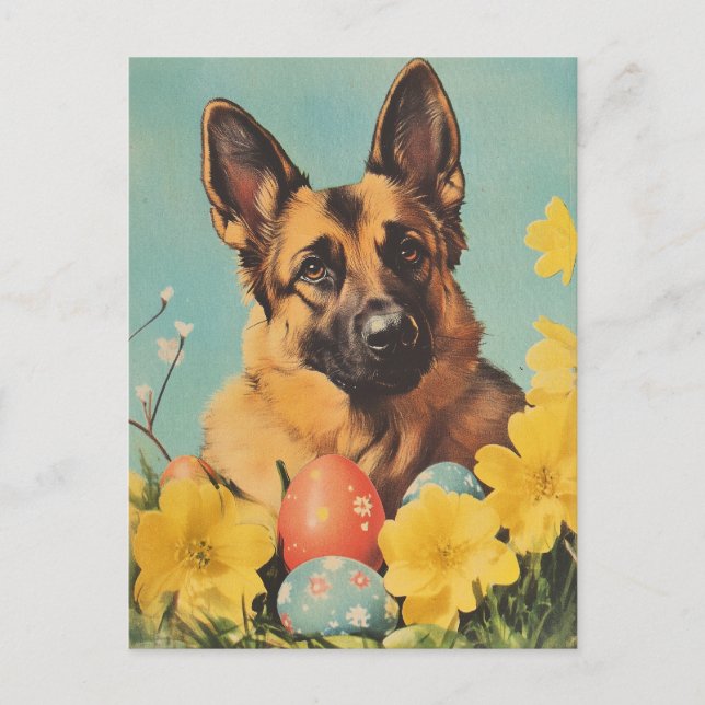 Postal Pascua del Pastor Alemán Vintgae (Anverso)