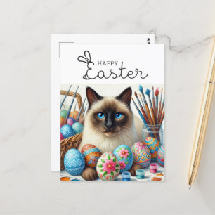Postal Pascua feliz para los amantes del gato