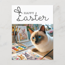 Postal Pascua feliz para los amantes del gato