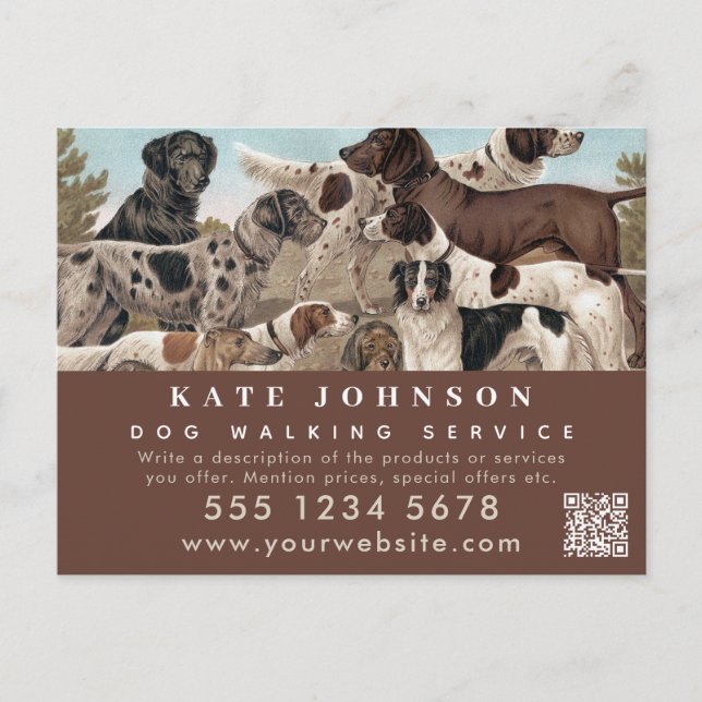 Postal Paseador de Perros Cuidador de Mascotas Profesiona (Anverso)