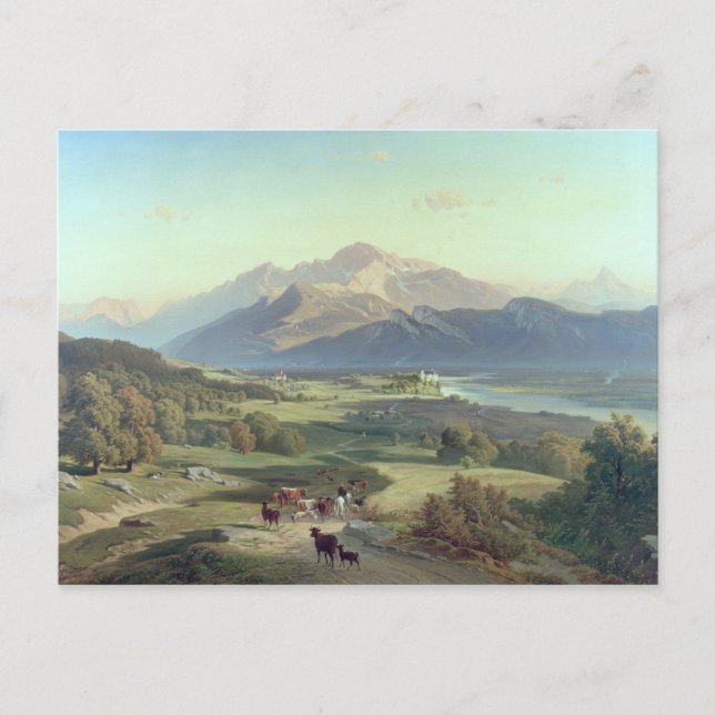 Postal Paseo a caballo con su ganado en una montaña (Anverso)