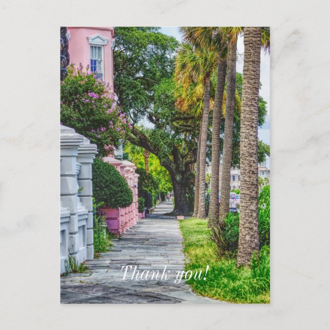 Postal Paseo a lo largo de Rainbow Row Gracias (Anverso)