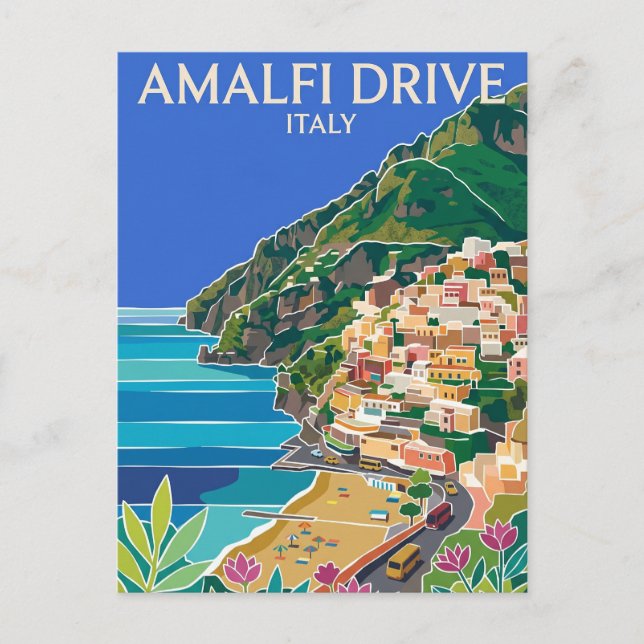 Postal Paseo de Amalfi Italia (Anverso)