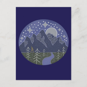 Postal Paseo de Bigfoot en una noche estrellada Arte po