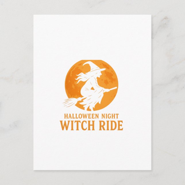 Postal Paseo de Brujas de Noche de Halloween (Anverso)