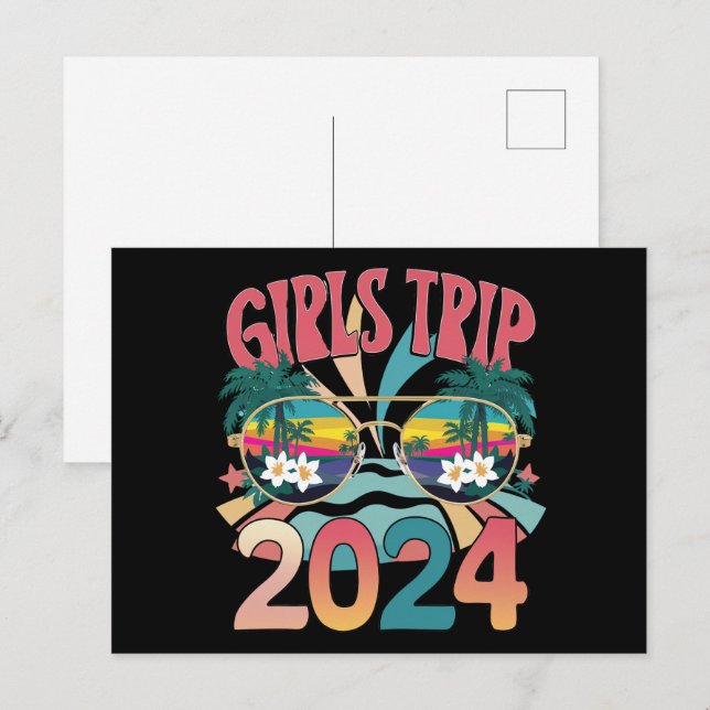 Postal Paseo de Chicas Groovy 2024 Playa de Verano de Fin (Anverso / Reverso)
