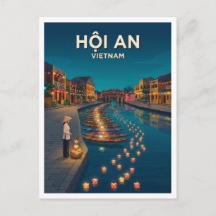 Postal Paseo de linternas junto al río en Hoi An Vietnam