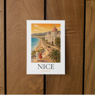 Postal Paseo de los Ingleses Retro Nice Côte d'Azur Vista