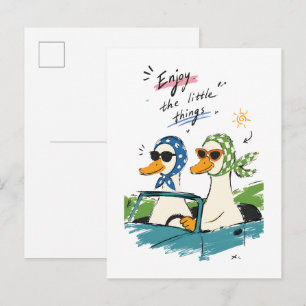 Postal Paseo de patos Disfruta de las pequeñas cosas Arte