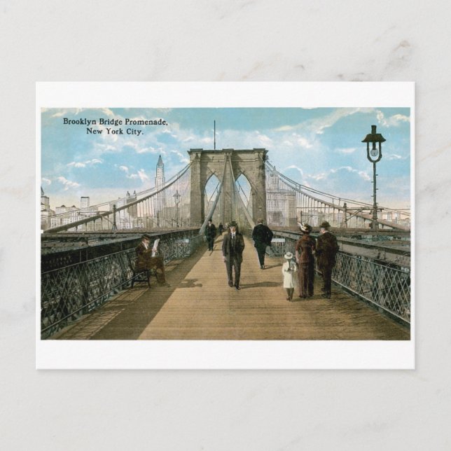 Postal Paseo del puente de Brooklyn, Nueva York (Anverso)