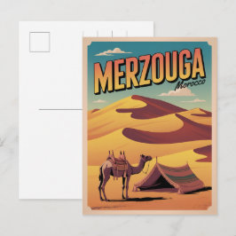 Postal Paseo en camello retro Merzouga sahara marruecos v