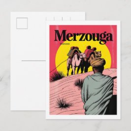 Postal Paseo en camello retro Merzouga sahara marruecos v