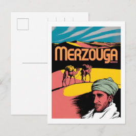 Postal Paseo en camello retro Merzouga sahara marruecos v