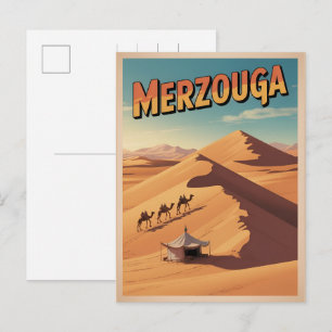 Postal Paseo en camello retro Merzouga sahara marruecos v