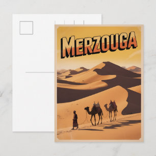 Postal Paseo en camello retro Merzouga sahara marruecos v