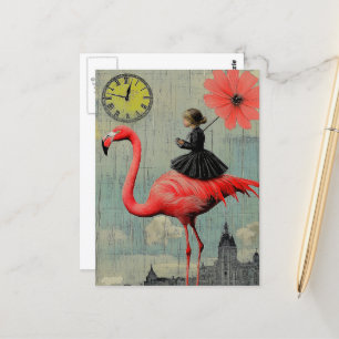 Postal Paseo en flamenco rosa