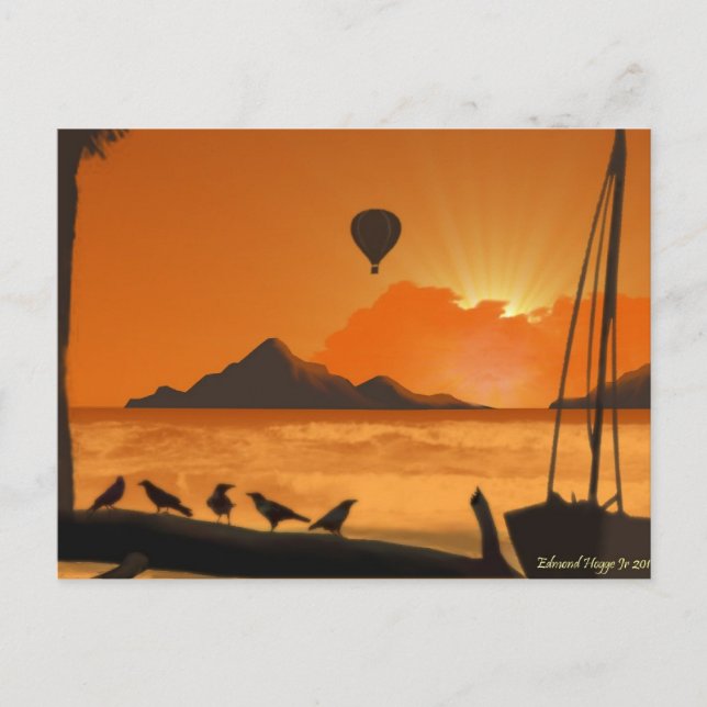 Postal Paseo en globo al atardecer (Anverso)