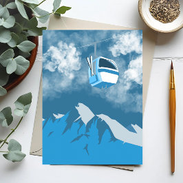 Postal Paseo en góndola | Pintura de invierno de montaña