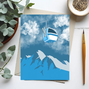 Postal Paseo en góndola   Pintura de invierno de montaña 