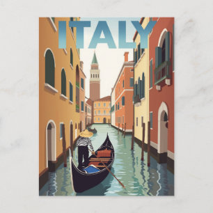 Postal Paseo en góndola por el canal de Venecia, Italia