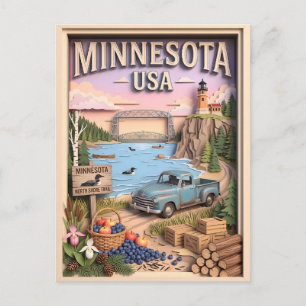 Postal Paseo en Minnesota North Shore Lake 3D Texturizado