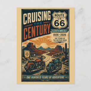 Postal Paseo en motocicleta vintage del centenario de la