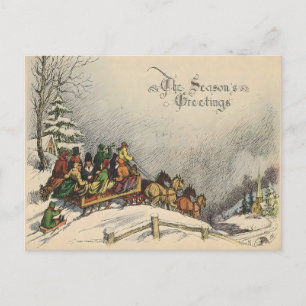 Postal Paseo en Trineo de Navidad Vintage